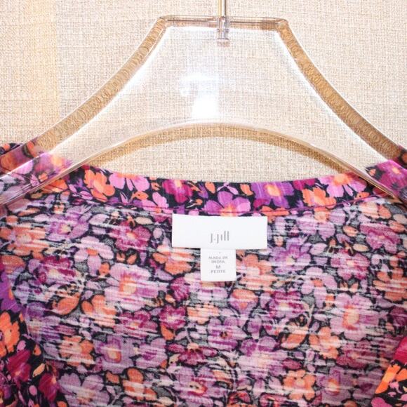 J. Jill Purple and Orange Blouse Vibrant Top Women's Medium - Picture 11 of 13